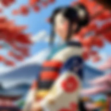 Exploring Traditional Art Styles in Japanese Animation A vibrant scene showcasing traditional Japanese animation art style