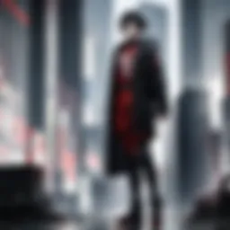 Dystopian metropolis engulfed in chaos