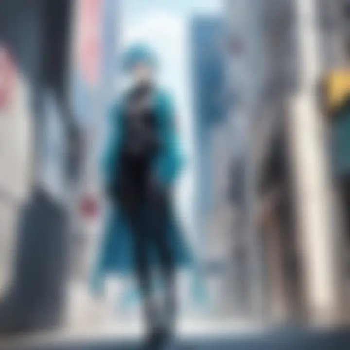 Stylized anime character in a futuristic cityscape