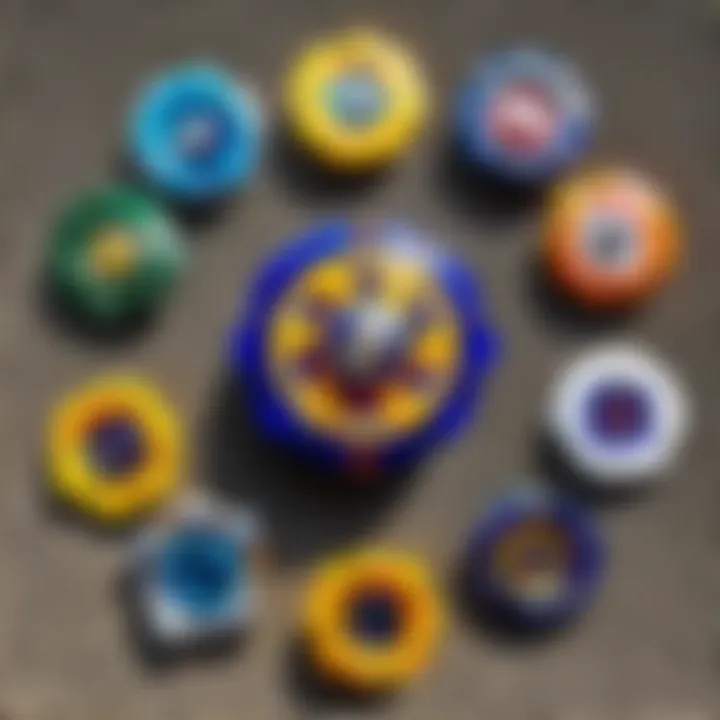 An infographic categorizing Metal Fusion Beyblades by their types and roles in the series.