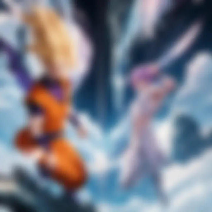 A dramatic confrontation between Goku and Frieza