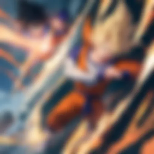 Stylized visual of Goku in a dynamic battle pose