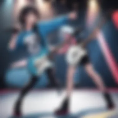 Energetic Rock Band Rocking Out on Stage