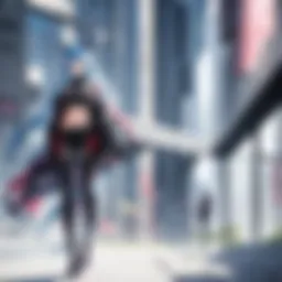 Abstract digital artwork depicting futuristic manga characters