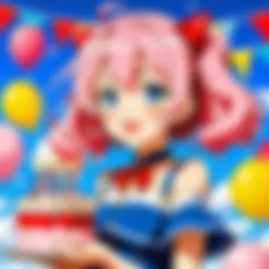 Vibrant Anime Birthday Card Designs Colorful anime birthday card featuring popular characters