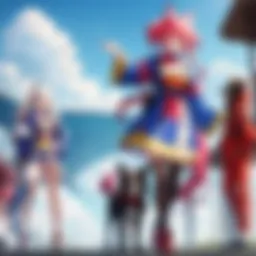 Energetic anime dog costume with vibrant colors