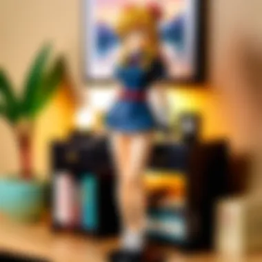Artfully Arranged Anime Figurines A beautifully arranged anime nightstand showcasing various figurines and decor items.