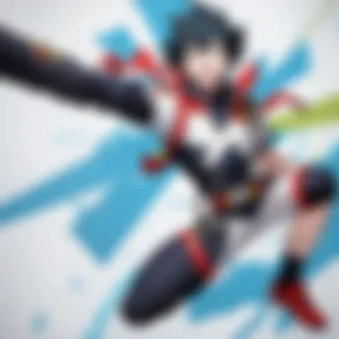 Vibrant Action Sequence from 'My Hero Academia' Dynamic action scene from My Hero Academia