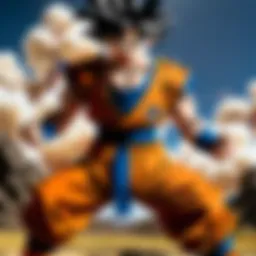 Iconic scene from Dragon Ball Z showcasing Goku in battle.