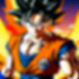 A dynamic battle scene showcasing iconic Dragon Ball Z characters in action