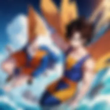 Dynamic Fusion of Vegeta and Goku into Vegito Vibrant illustration capturing the fusion of Vegeta and Goku into Vegito