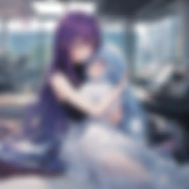 A vibrant illustration of a yuri comic cover featuring two characters in a romantic embrace.
