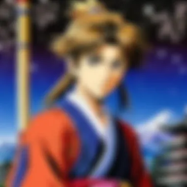 An artistic depiction of Fushigi Yuugi's cultural significance in modern anime.