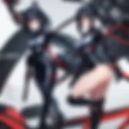 An artistic representation of Gantz's iconic black suits and weapons.