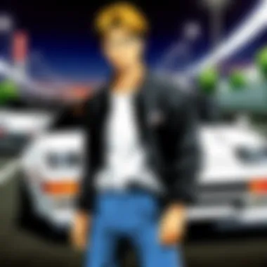 Character development sketch showcasing key figures in Initial D Second Stage