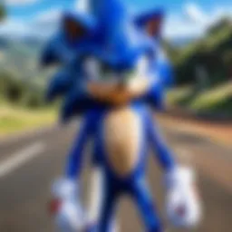 Sonic in a dynamic live action scene