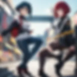 A vibrant scene showcasing the major characters of My Hero Academia in action.