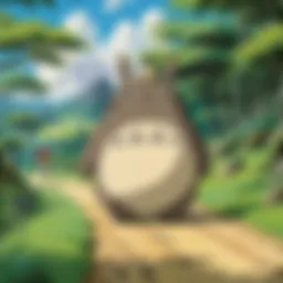 A serene landscape featuring the iconic Totoro under a lush tree.