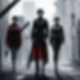 Mysterious figure lurking in shadows with glowing eyes