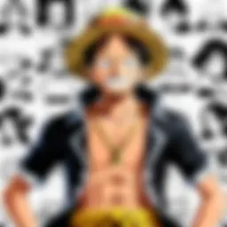 A vibrant scene showcasing iconic characters from One Piece.