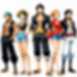 Iconic characters from One Piece showcasing their unique traits
