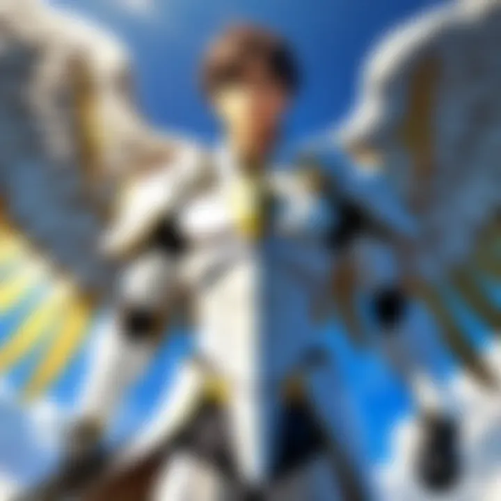A serene landscape featuring a seraph overlooking a vast horizon, embodying hope