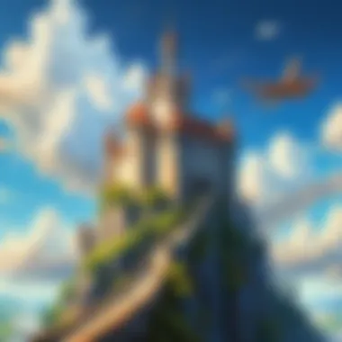 A scene from an animated film depicting a castle in the sky, illustrating its prominence in contemporary media.