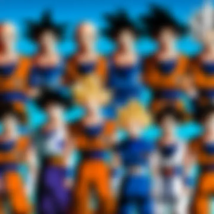 A detailed chart depicting the evolution of Dragon Ball characters through various series, highlighting their growth.