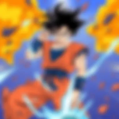 Dynamic battle scene showcasing Goku's transformation