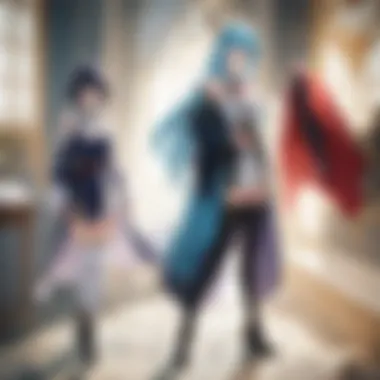 Character archetypes in fantasy anime represented by various iconic figures