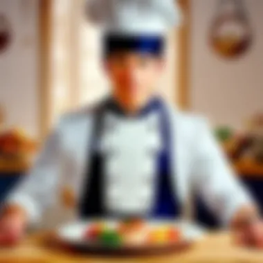 The protagonist showcasing remarkable culinary skills