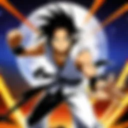 A vibrant scene showcasing the main characters of Shaman King in an action-packed moment.