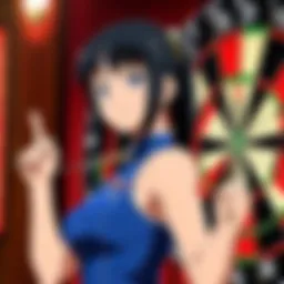 An intense moment in a darts anime match showcasing the thrill of competition