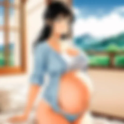 A detailed illustration depicting a pregnant character in a manga-style setting, capturing the emotional depth of the narrative.