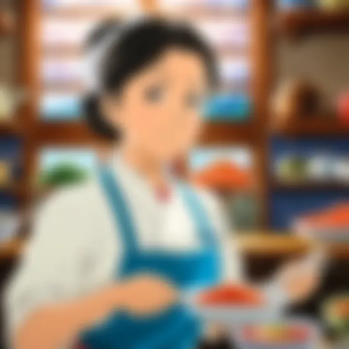 An evocative scene from the anime, highlighting the protagonist's deep connection with food.