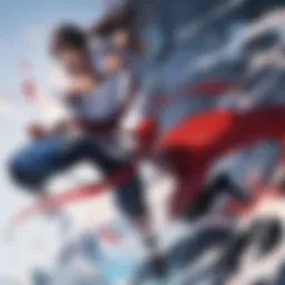 Dynamic battle scene showcasing martial arts techniques