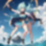 A vibrant scene depicting the main characters of Konosuba in an adventurous setting.