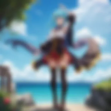 The Vibrant Fantasy World of Konosuba An artistic representation of the film's vibrant fantasy world, filled with magical elements and stunning landscapes.