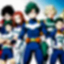 Dynamic action scene showcasing heroes in training