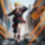 A depiction of Naruto Uzumaki in a dynamic action pose
