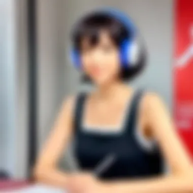 Voice Actor Perfecting Their Craft A voice actor practicing lines with scripts and headphones