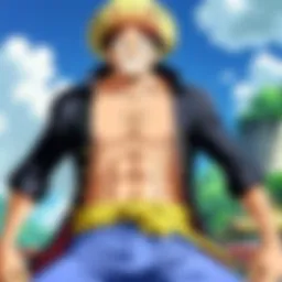 A vibrant scene from One Piece showcasing iconic characters in action.