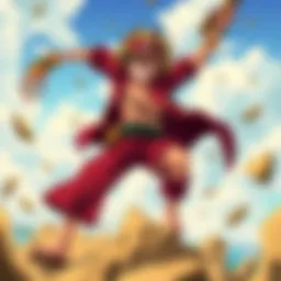 A panoramic view of the Straw Hat Pirates navigating the Grand Line.