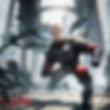 A dynamic battle scene featuring Saitama and a powerful monster