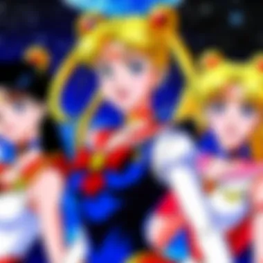 Sailor Moon and Her Allies in a Dynamic Scene Sailor Moon and Friends in Action