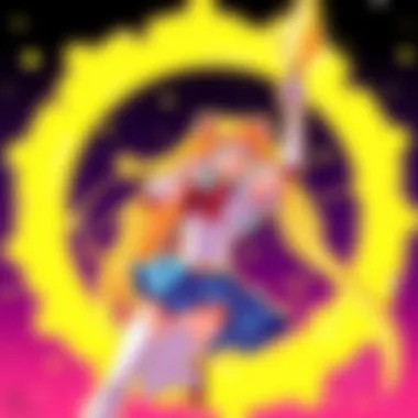 A dynamic action sequence featuring Sailor Moon and her allies battling against dark forces.