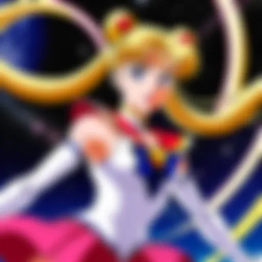 Sailor Moon battling a villain in a vibrant scene from the movie.