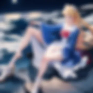 Romantic Moment Under the Moon Sailor Moon and Tuxedo Mask under the moonlight
