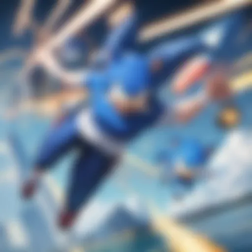 Dynamic blue blur character in action