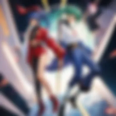 A vibrant scene showcasing the diverse characters of Outlaw Star